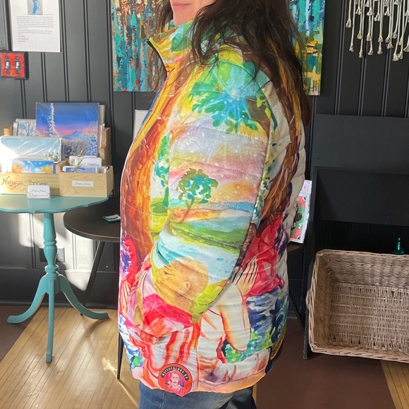 Pussycat Paradise Puffer - Zen Cat Worship Feline Buddha Artisan Quilted Jacket - Picture 10 of 12